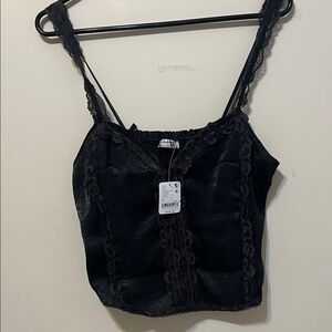 Free People  Intimately Black Cami with Lace Detail. Size S